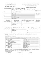 Tuyển tập đề thi chính thức Anh văn lớp 12 HSG cấp tỉnh 10_11