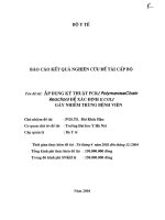 Áp dụng kỹ thuật PCR (PolymeraseChain Reaction) để xác định E.coli gây nhiễm trùng bệnh viện