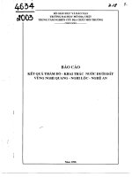 Kết quả thăm dò khai thác nước dưới đất vùng Nghi Quang, Nghi Lộc, Nghệ An