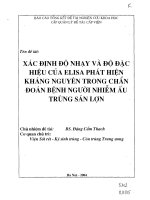 Xác định độ nhạy và độ đặt hiệu của ELISA phát hiện kháng nguyên trong chuẩn đoán bệnh người nhiễm ấu trùng sán lợn
