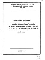 Nghiên cứu tình hình đói nghèo tại một số địa bàn đặc biệt khó khăn và tác động của nó đến chất lượng dân số