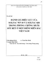 Đánh giá hiệu lực của SOLFAC WP 10 và SOLFAC 050 trong phòng chống muỗi sốt rét ở một điểm miền Bắc Việt Nam