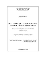 Phát triển năng lực thích ứng nghề cho sinh viên cao đẳng sư phạm