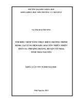 Tìm hiểu tiềm năng thực hiện chương trình REDD, tại vùng đệm Khu bảo tồn thiên nhiên Thần Sa Phượng Hoàng, huyện Võ Nhai, tỉnh Thái Nguyên