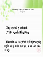 Tính toán các công trình thiết bị trong dây truyền xử lý nước thải tại thị xã sơn tây   hà nội