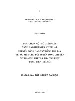 Lựa chọn một số bài tập nâng cao hiệu quả kỹ thuật chuyền bóng cao tay bằng hai tay trước mặt cho đội tuyển bóng chuyền nữ trường THPT Lý Thường Kiệt. Long Biên, Hà Nội