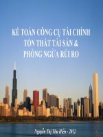 KẾ TOÁN CÔNG CỤ TÀI CHÍNH TỔN THẤT TÀI SẢN  PHÒNG NGỪA RỦI RO