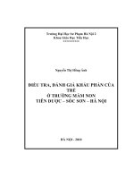 Điều tra, đánh giá khẩu phần ăn của trẻ ở trường mầm non Tiên Dược, Sóc Sơn, Hà Nội