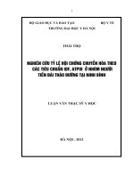 Nghiên cứu tỷ lệ hội chứng chuyển hóa theo các tiêu chuẩn IDF, ATPIII ở nhóm người tiền đái tháo đường tại ninh bình