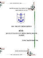 Tai chính doanh nghiệp quản lý tài sản lưu động trong doanh nghiệp