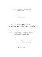Bài toán nhận dạng trong lý thuyết điều khiển khóa luận tốt nghiệp