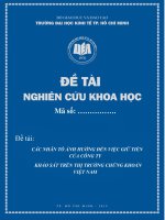 ĐỀ TÀI KHOA HỌC: CÁC NHÂN TỐ ẢNH HƯỞNG ĐẾN VIỆC GIỮ TIỀN CỦA CÔNG TY KHẢO SÁT TRÊN THỊ TRƯỜNG CHỨNG KHOÁN VIỆT NAM