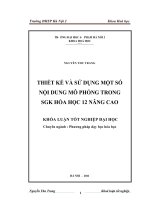 Thiết kế và sử dụng một số nội dung mô phỏng trong SGK hóa học 12 nâng cao