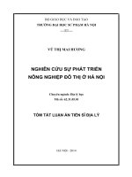 Nghiên cứu sự phát triển nông nghiệp đô thị ở Hà Nội (tóm tắt + toàn văn)