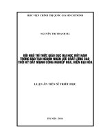 Đội ngũ trí thức giáo dục đại học Việt Nam trong đào tạo nguồn nhân lực chất lượng cao thời kỳ đẩy mạnh công nghiệp hóa, hiện đại hóa (toàn văn + tóm tắt)