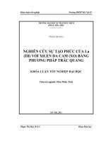 Nghiên cứu sự tạo phức của La(III) với xilen da cam(xo) bằng phương pháp trắc quang