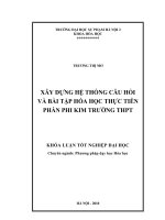 Xây dựng hệ thống câu hỏi và bài tập hoá học thực tiễn phần Phi kim trường THPT