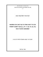 nghiên cứu chế tạo và tính chất từ của pherit ganet r3fe5o12 (r = y, gd, tb, dy, ho) kích thước nanomet