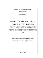Nghiên cứu xây dựng và xác định tính chất nhiệt ẩm của vi môi trường khí quyển trong điều kiện nhiệt đới nước ta.