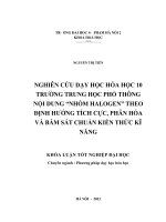 Nghiên cứu dạy học Hoá học 10 trường trung học phổ thông nội dung nhóm Halogen theo định hướng tích cực, phân hoá và bám sát chuẩn kiến thức kĩ năng