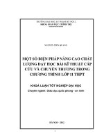 Một số biện pháp nâng cao chất lượng dạy học bài kĩ thuật cấp cứu và chuyển thương trong chương trình lớp 11 THPT