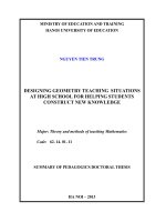 thiết kế tình huống dạy học hình học ở trường trung học phổ thông theo hướng giúp học sinh kiến tạo tri thức bản tóm tắt tiếng anh