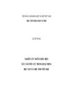 tóm tắt luận án nghiên cứu những biểu hiện xúc cảm tiêu cực trong hoạt động học tập của học sinh tiểu học