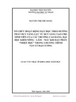 tổ chức hoạt động dạy học theo hướng phát huy năng lực tư duy sáng tạo cho sinh viên của các trường cao đẳng, đại học khối nông lâm ngư khi dạy phần nhiệt học trong chương trình vật lí đại cương