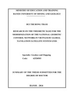 nghiên cứu cơ sở lý thuyết cho việc hiện đại hóa lưới khống chế trắc địa quốc gia ở việt nam bằng hệ thống vệ tinh dẫn đường toàn cầu gnss bản tóm tắt tiếng anh