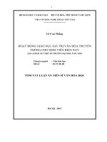 tóm tắt luận án hoạt động giáo dục giá trị văn hóa truyền thống cho sinh viên hiện nay (qua khảo sát một số trường đại học ở hà nội)