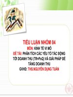 PHÂN TÍCH CÁC yếu tố TÁC ĐỘNG tới DOANH THU  VÀ GIẢI PHÁP để TĂNG DOANH THU
