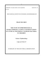 nghiên cứu một số đặc điểm dịch tễ, lâm sàng viêm phổi không điển hình do vi khuẩn ở trẻ em bản tóm tắt tiếng anh