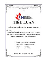 TRỊNH THỊ TÌNH NGHIÊN cứu GIẢI PHÁP NÂNG CAO CHẤT LƯỢNG THƯ VIỆN TRƯỜNG đại học CÔNG NGHIỆP THÀNH PHỐ hồ CHÍ MINH – cơ sở THANH HOÁ