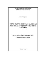 Công tác tổ chức và bảo quản vốn tài liệu tại Thư viện tỉnh Phú Thọ