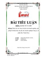 phân tích các loại chi phí của doanh nghiệp, giải pháp tối thiểu hóa chi phí cho doanh nghiệp công ty cổ phần bia thanh hóa