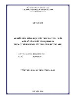 tóm tắt luận án nghiên cứu tổng hợp, cấu trúc và tính chất một số dẫn xuất của quinolin trên cơ sở eugenol từ tinh dầu hương nhu