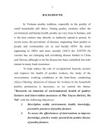 tóm tắt luận án tiếng anh nghiên cứu thực trạng môi trường, sức khỏe của người chăn nuôi gia cầm và giải pháp can thiệp tại huyện phú xuyên, hà nội