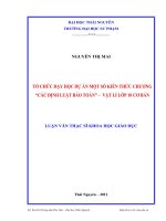 tổ chức dạy học dự án một số kiến thức chương các định luật bảo toàn - vật lý lớp 10 cơ bản