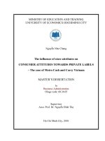 The influence of store attributes on consumer attitudes towards private labels the case of metro cash and carry vietnam