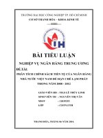 PHÂN TÍCH CHÍNH SÁCH TIỀN tệ của NGÂN HÀNG NHÀ nước VIỆT NAM để hạn CHẾ lạm PHÁT TRONG năm 2008   2012