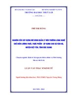 nghiên cứu xây dựng mô hình quản lý môi trường làng nghề chế biến lương thực, thực phẩm - áp dụng cho xã vân hà, huyện việt yên, tỉnh bắc giang
