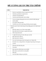 ĐỀ CƯƠNG MÔN QUẢN TRỊ TÀI CHÍNH