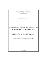 Vấn đề gìn giữ và phát huy bản sắc văn hoá dân tộc Việt Nam hiện nay