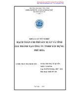 Hạch toán chi phí sản xuất và tính giá thành tại công ty TNHH xây dựng phú hòa