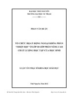 tổ chức hoạt động ngoại khóa phần nhiệt học ở lớp 10 góp phần nâng cao chất lượng học tập của học sinh