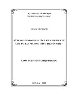 sử dụng phương pháp tách biến fourier để giải bài tập phương trình truyền nhiệt