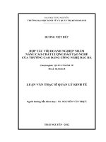 CƠ SỞ LÝ LUẬN VÀ THỰC TIỄN VỀ NÂNG CAO CHẤT LƯỢNG ĐÀO TẠO NGHỀ BẰNG BIỆN PHÁP TĂNG CƯỜNG SỰ HỢP TÁC GIỮA TRƯỜNG DẠY NGHỀ VÀ DOANH NGHIỆP