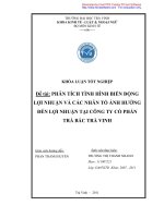 Phân tích tình hình biến động lợi nhuận tại công ty cổ phần trà bắc   trà vinh