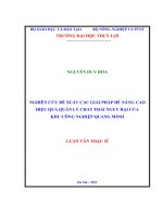 nghiên cứu đề xuất các giải pháp để nâng cao hiệu quả quản lý chất thải nguy hại của khu công nghiệp quang minh