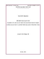 nghiên cứu đề xuất một số giải pháp hoàn thiện chính sách thủy lợi phí trên địa bàn tỉnh phú thọ